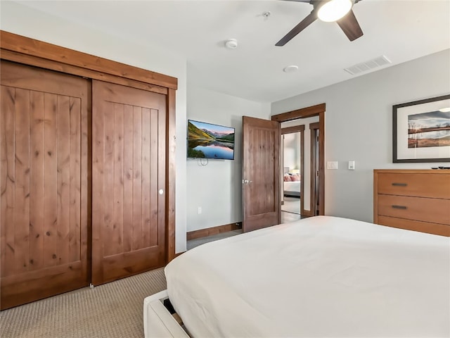 1521 Ski Hill Rd Unit 8424, Breckenridge, CO 80424 - bedroom featuring light colored carpet and a ceiling fan