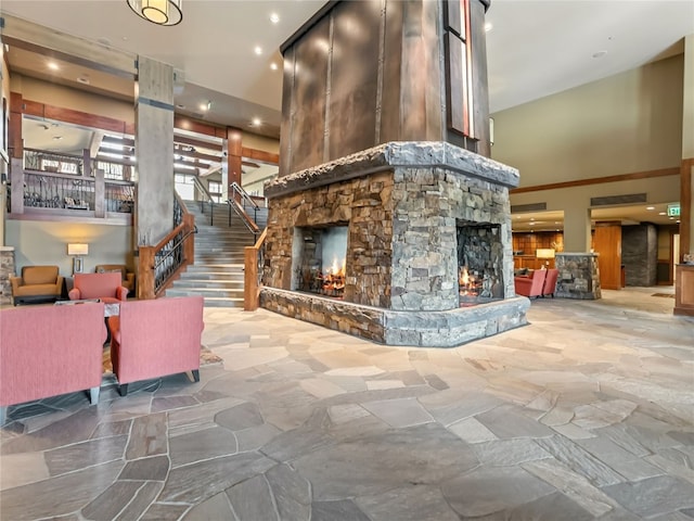 1521 Ski Hill Rd Unit 8424, Breckenridge, CO 80424 - common area with a towering ceiling, stairway, and recessed lighting