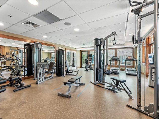1521 Ski Hill Rd Unit 8424, Breckenridge, CO 80424 - workout area with plenty of natural light and a paneled ceiling