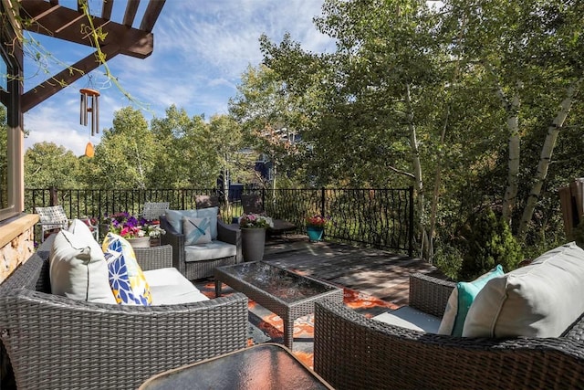 2415 Val Disere Cir, Steamboat Springs, CO 80487 - view of wooden balcony featuring outdoor lounge area and a wooden deck