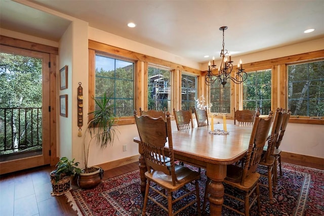 2415 Val Disere Cir, Steamboat Springs, CO 80487 - dining area featuring a chandelier and recessed lighting