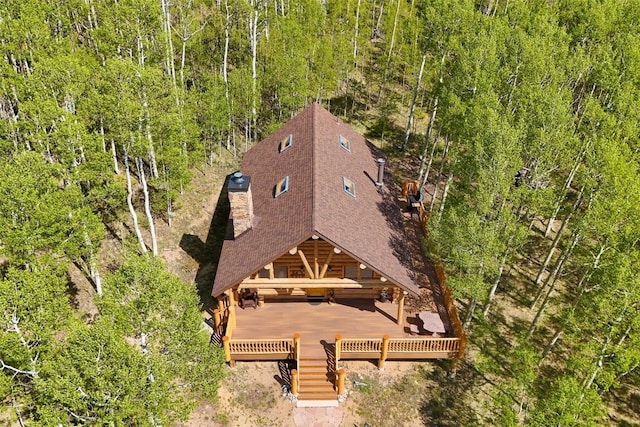 633 French Pass Cir, Jefferson, CO 80456 - aerial view of property and surrounding area featuring a heavily wooded area