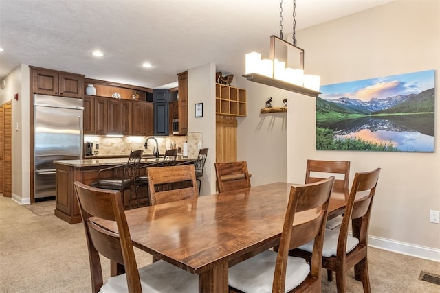 1203 W Keystone Rd Unit 2709, Keystone, CO 80435 - dining room featuring visible vents, baseboards, recessed lighting, and light colored carpet