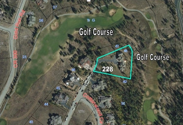 228 Cottonwood Cir, Breckenridge, CO 80424 - aerial view of property's location featuring property boundaries highlighted