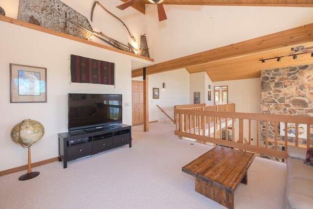 440 Gcr 466, Grand Lake, CO 80447 - living room with ceiling fan, carpet floors, and baseboards