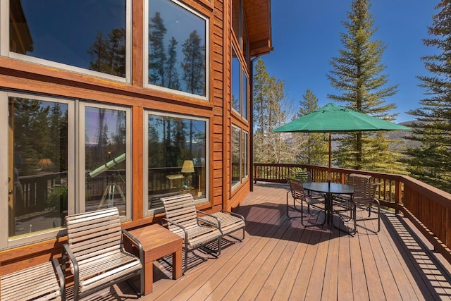 440 Gcr 466, Grand Lake, CO 80447 - wooden terrace featuring outdoor dining area