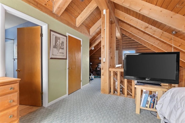 625 Amethyst Dr, Steamboat Springs, CO 80487 - carpeted bedroom featuring wood ceiling