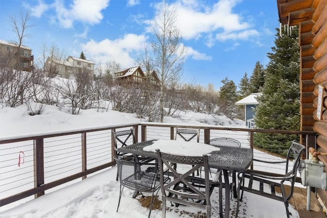 625 Amethyst Dr, Steamboat Springs, CO 80487 - snow covered deck featuring outdoor dining space