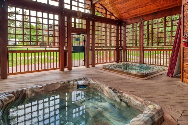 435 Ore House Plz Unit 301, Steamboat Springs, CO 80487 - deck with an indoor hot tub