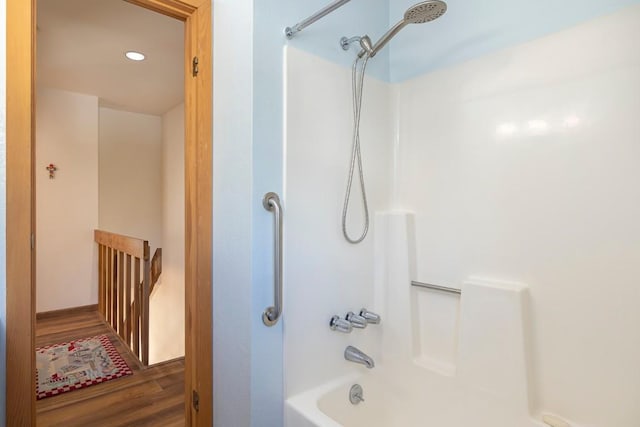 122 Gcr 442 Unit 2B, Grand Lake, CO 80447 - bathroom featuring recessed lighting, wood finished floors, and bathing tub / shower combination
