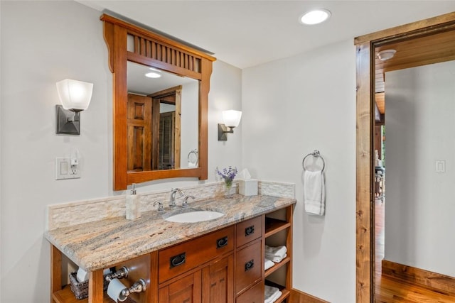 31650 Mt Werner Rd, Steamboat Springs, CO 80487 - bathroom featuring vanity and recessed lighting