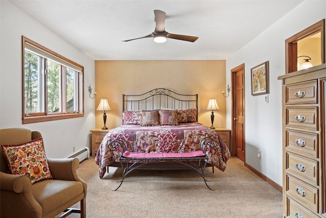 112 N Pine St, Breckenridge, CO 80424 - bedroom featuring light colored carpet, baseboard heating, and a ceiling fan
