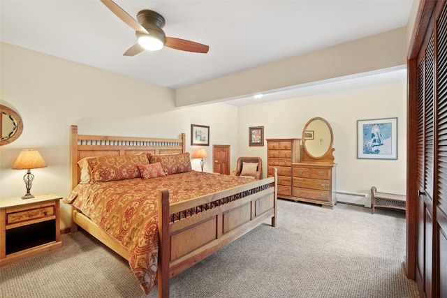 112 N Pine St, Breckenridge, CO 80424 - bedroom featuring carpet floors, ceiling fan, and baseboard heating