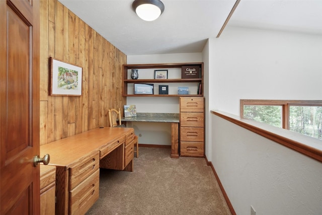 112 N Pine St, Breckenridge, CO 80424 - office space with built in study area, wooden walls, and carpet floors
