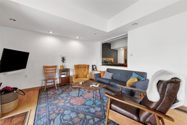 71 Barking Dog Rd, Silverthorne, CO 80498 - living room with wood finished floors, recessed lighting, and baseboards