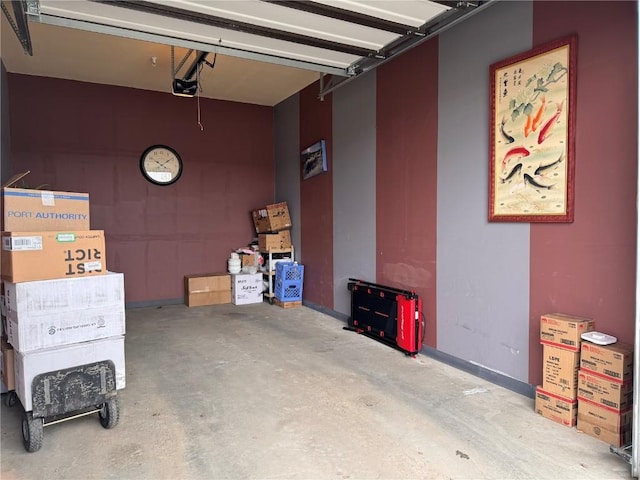 garage with a garage door opener