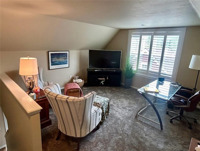 38 Huckleberry Grn, Breckenridge, CO 80424 - living area with carpet, a desk, and lofted ceiling