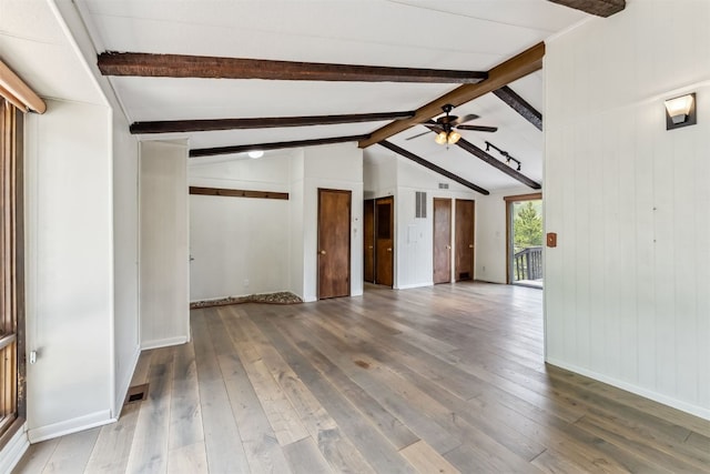 361 Lagoon Ln, Silverthorne, CO 80498 - unfurnished living room featuring hardwood / wood-style floors, a ceiling fan, and baseboards