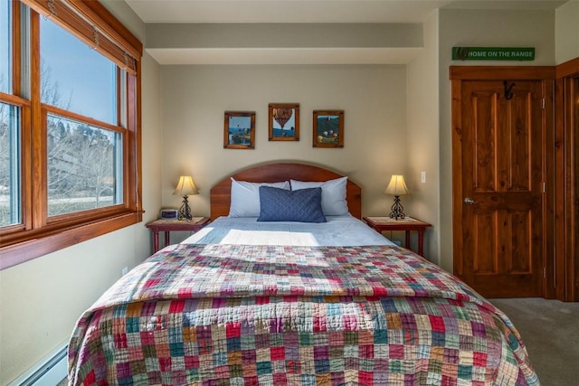 1532 Moraine Cir Unit 40, Steamboat Springs, CO 80487 - bedroom featuring baseboard heating and carpet