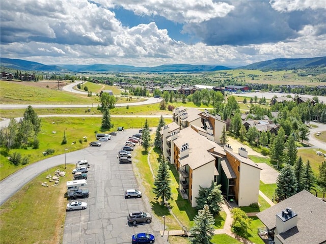 aerial view featuring a mountain view