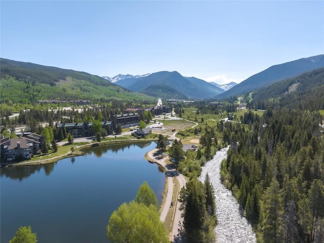 22300 US Highway 6 Unit 1746, Keystone, CO 80435 - drone / aerial view of a water and mountain view and a heavily wooded area
