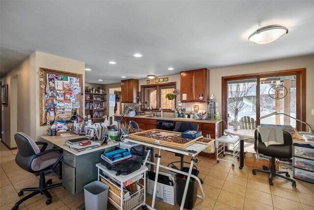 3185 Apres Ski Way, Steamboat Springs, CO 80487 - office space with recessed lighting, a sink, and light tile patterned floors