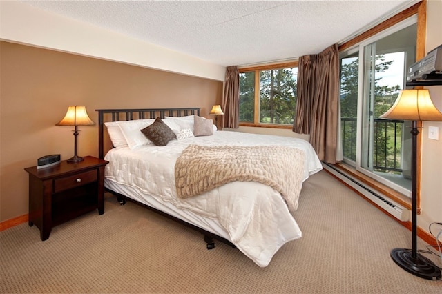 21640 US Highway 6 Unit 2122, Keystone, CO 80435 - bedroom with a baseboard radiator, light carpet, and a textured ceiling