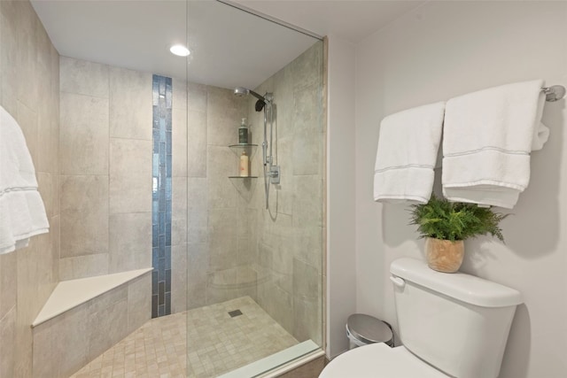 bathroom with toilet and a walk in shower