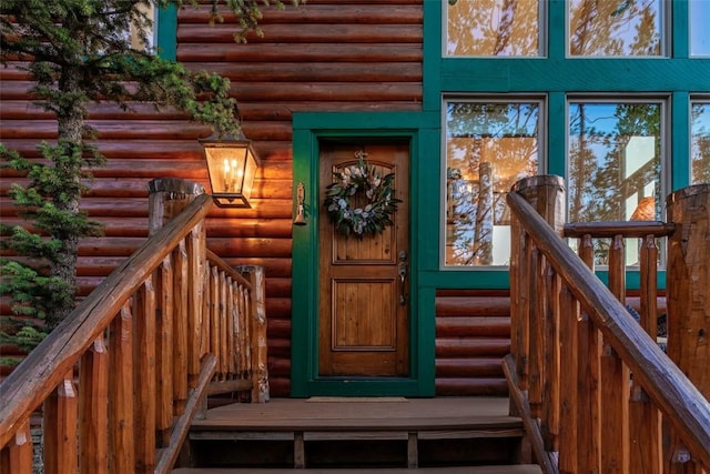 1996 Al Gulch Rd, Jefferson, CO 80456 - doorway to property with faux log siding