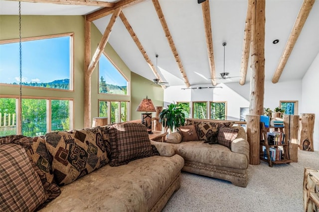1996 Al Gulch Rd, Jefferson, CO 80456 - carpeted living area with ceiling fan and plenty of natural light