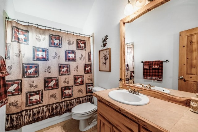 1996 Al Gulch Rd, Jefferson, CO 80456 - bathroom with vanity, tile patterned flooring, and shower / tub combo