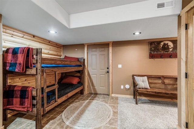 1996 Al Gulch Rd, Jefferson, CO 80456 - bedroom featuring rustic walls and recessed lighting