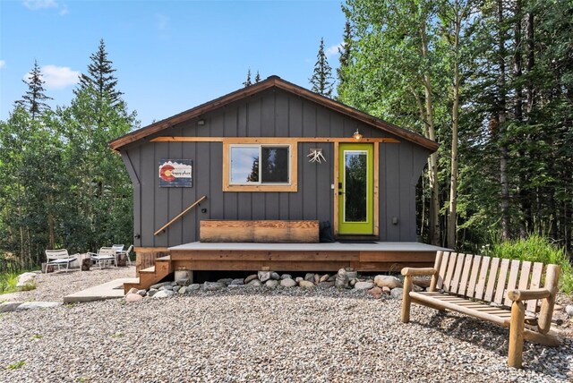 932 Peterson Dr, Alma, CO 80420 - view of front of home featuring board and batten siding and an outbuilding