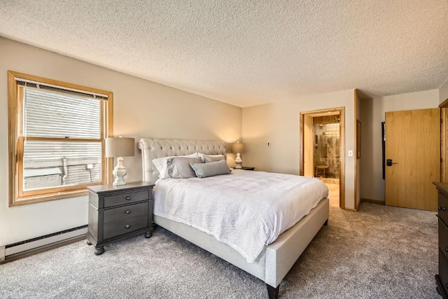 1116 Baldy Rd Unit 1116, Breckenridge, CO 80424 - bedroom with baseboard heating, carpet floors, a textured ceiling, and ensuite bathroom
