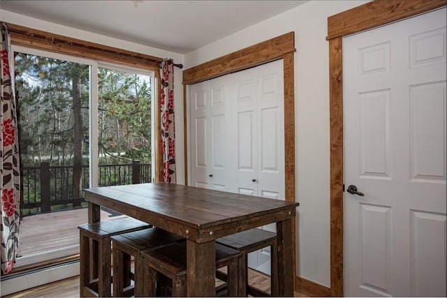 602 Ryan Gulch Rd Unit B, Silverthorne, CO 80498 - dining area with a baseboard radiator and baseboards