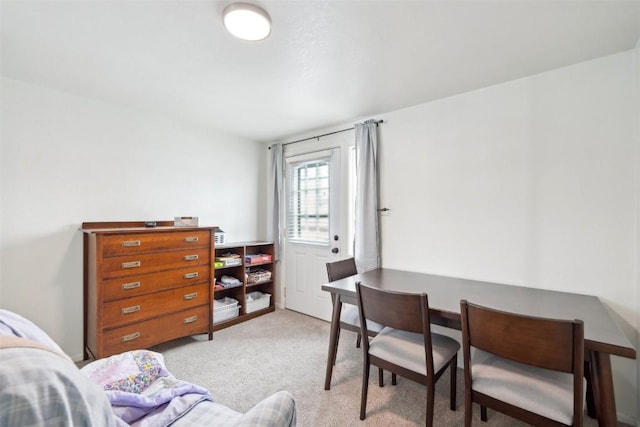 interior space featuring light colored carpet