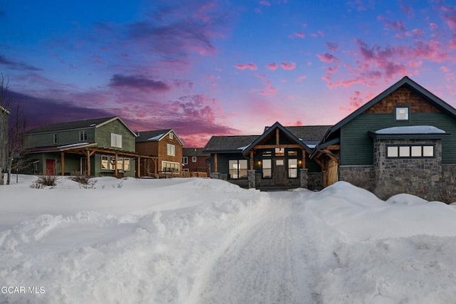 view of front of house featuring stone siding