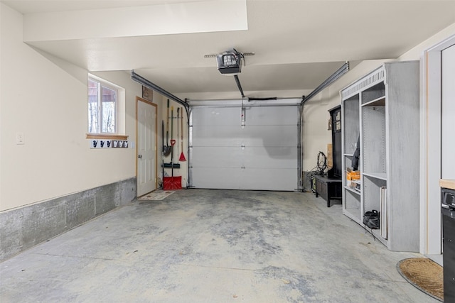 garage with a garage door opener