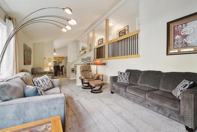 897 Deer Path Rd, Dillon, CO 80435 - carpeted living room with vaulted ceiling