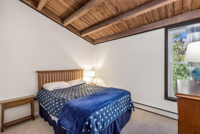 2200 Lodgepole Cir Unit 308, Silverthorne, CO 80498 - carpeted bedroom with a baseboard radiator, wood ceiling, and beam ceiling