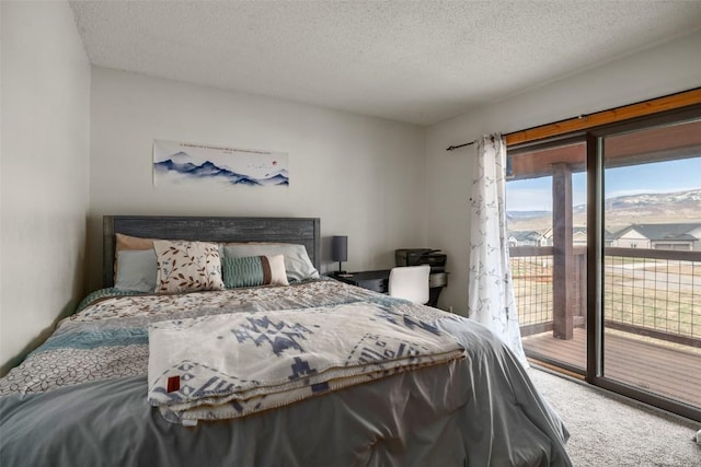 23800 County Road 16 Unit 306, Oak Creek, CO 80467 - bedroom featuring access to exterior, a textured ceiling, and carpet