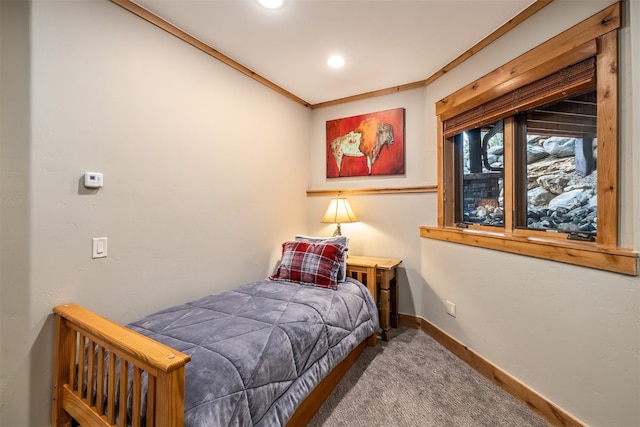 2655 Hunters Knob Rd, Silverthorne, CO 80498 - bedroom with carpet floors, baseboards, recessed lighting, and ornamental molding