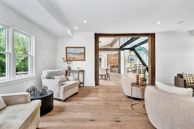 24 Maple St, Steamboat Springs, CO 80487 - living room with light wood-type flooring, recessed lighting, and baseboards