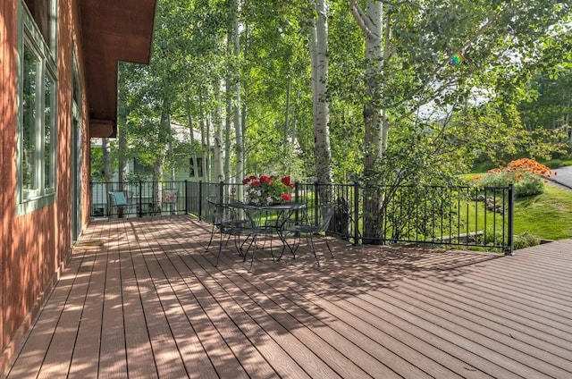 1763 Brome Dr, Steamboat Springs, CO 80487 - wooden deck with outdoor dining area