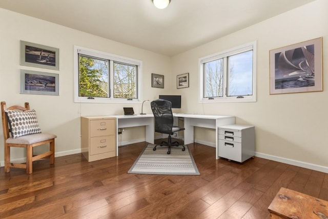 1763 Brome Dr, Steamboat Springs, CO 80487 - office area with plenty of natural light, dark wood finished floors, and baseboards
