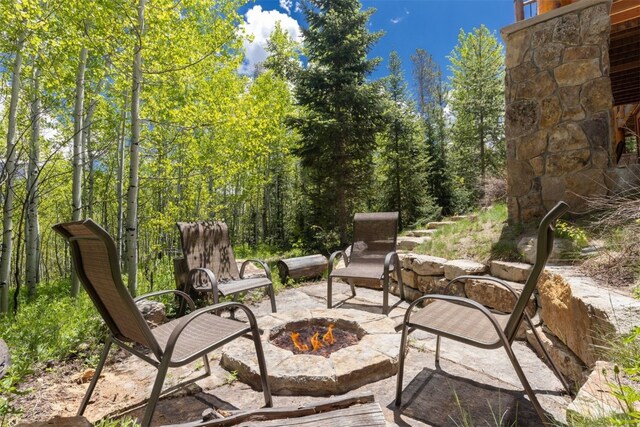 460 Two Cabins Dr, Silverthorne, CO 80498 - view of patio with an outdoor fire pit