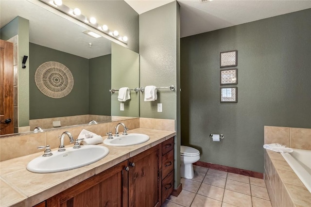 505 S Main St Unit 2207, Breckenridge, CO 80424 - full bath featuring a bath, double vanity, toilet, tile patterned flooring, and baseboards