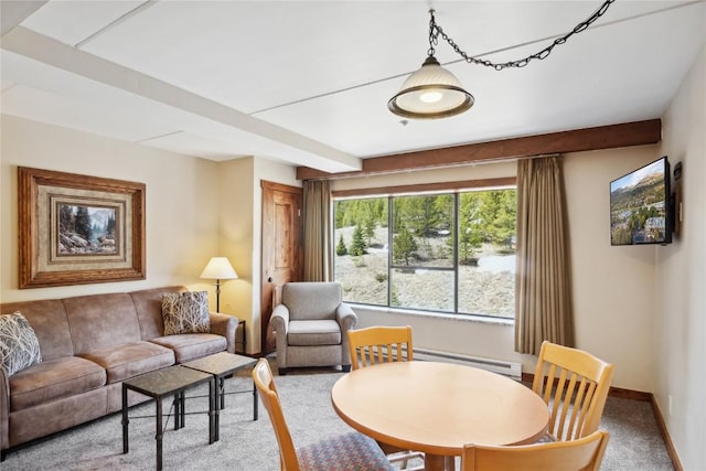 640 Village Rd Unit 4326, Breckenridge, CO 80424 - carpeted living area with baseboards and a baseboard heating unit