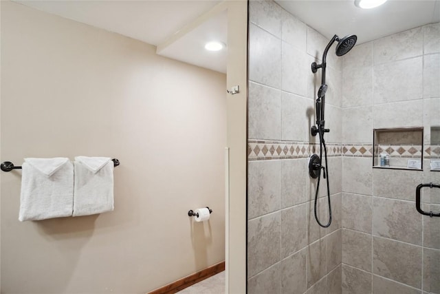 640 Village Rd Unit 4326, Breckenridge, CO 80424 - bathroom with recessed lighting, baseboards, and a shower stall