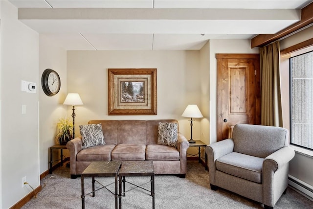 640 Village Rd Unit 4326, Breckenridge, CO 80424 - carpeted living area featuring a healthy amount of sunlight, baseboards, and a baseboard heating unit